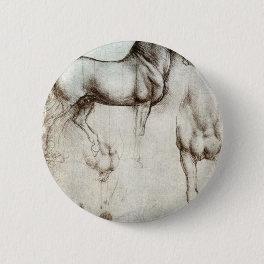 Paarden - Leonardo da Vinci Ronde Button 5,7 Cm (Voorkant)