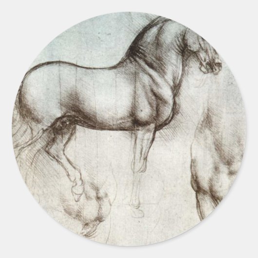 Paarden - Leonardo da Vinci Ronde Sticker (Voorkant)