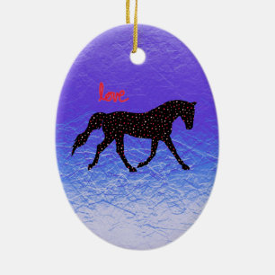 Paarden, liefde en harten keramisch ornament