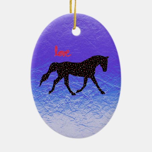 Paarden, liefde en harten keramisch ornament (Achterkant)