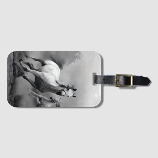 Paarden lopen bagagelabel (Voorkant (horizontaal))