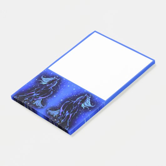 Paarden lopen bij maanlicht blauw post-it® notes (Schuin)
