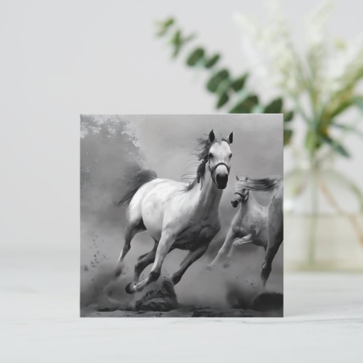 Paarden lopen feestdagenkaart (Staand voorkant)