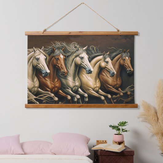 Paarden lopen hangend wandkleed (Slaapkamer)