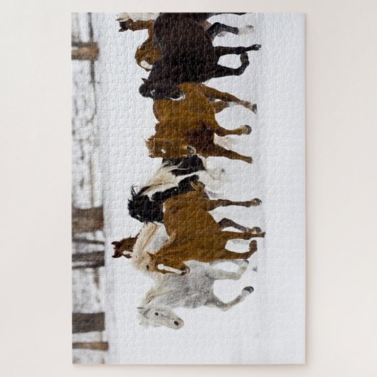 Paarden lopen op de Hideout Ranch Legpuzzel (Verticaal)