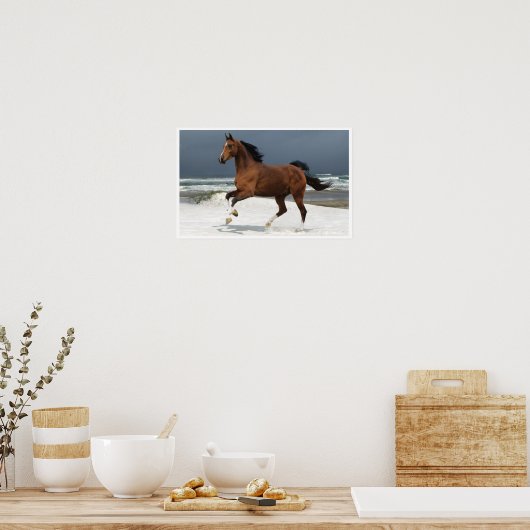 Paarden lopen op het Poster van de Kunst van de Be (Keuken)