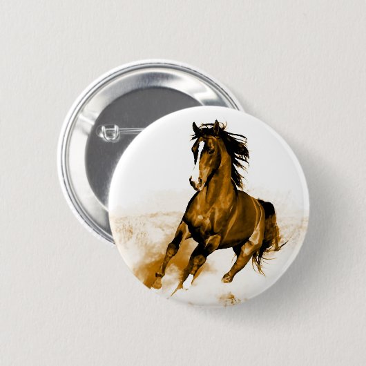 Paarden lopen ronde button 5,7 cm (Voorkant /achterkant)