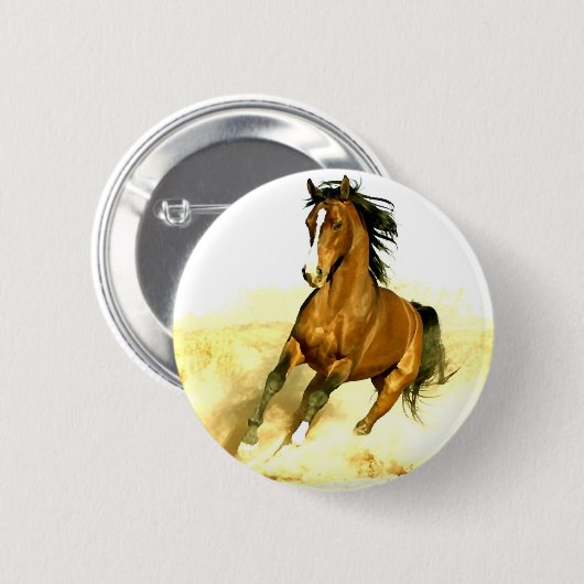 Paarden lopen ronde button 5,7 cm (Voorkant /achterkant)