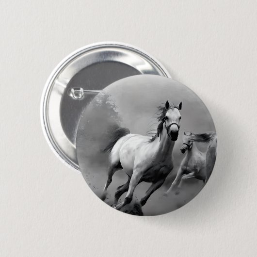 Paarden lopen ronde button 5,7 cm (Voorkant /achterkant)