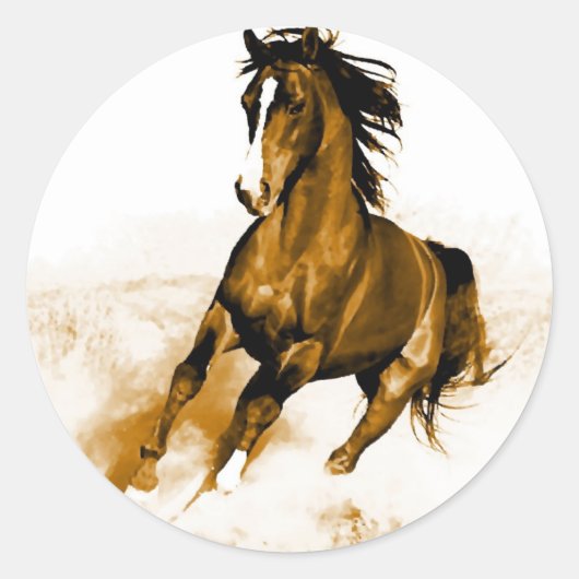 Paarden lopen ronde sticker (Voorkant)