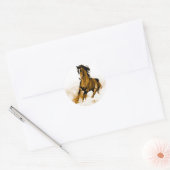 Paarden lopen ronde sticker (Envelop)