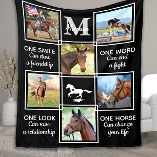 Paarden Lover Equestrian Persoonlijke Fotocollage Fleece Deken