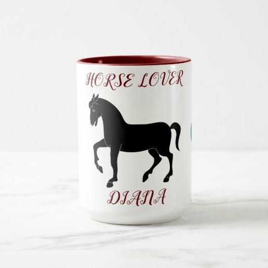 Paarden Lover twee tonde mok met een persoonlijke (Midden)