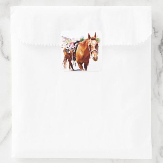 Paarden Lover_ Vierkante Sticker (Tas)