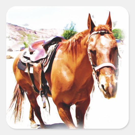 Paarden Lover_ Vierkante Sticker (Voorkant)
