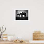 Paarden & Maan Pop Art Vierkant Poster Print (Keuken)