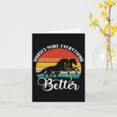 Paarden maken alles beter Retro Horseback Ridi Kaart (Gele Bloem)