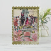 Paarden maken appeltaart feestdagenkaart (Staand voorkant)