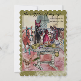 Paarden maken appeltaart feestdagenkaart