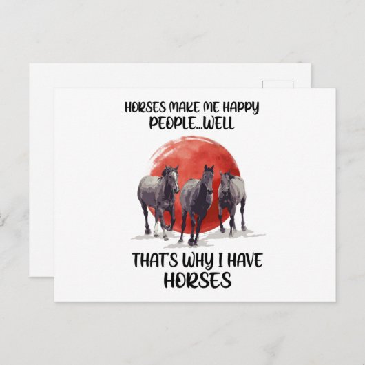 Paarden maken me blij dat mensen voor paardenoverv briefkaart (Voorkant / Achterkant)
