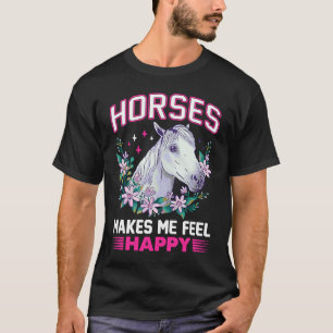 Paarden Maken Me Gelukkig Bloemen Kracht Witte Lip T-shirt