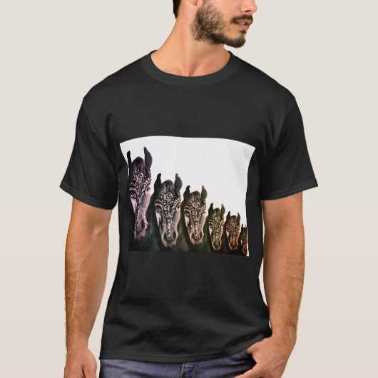 Paarden Mannen Basic donker T-shirt (Voorkant)