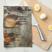 Paarden met bloedpaarden theedoek (Quarter Fold)