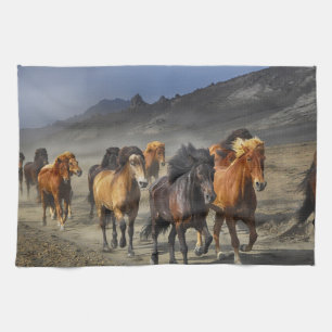 Paarden met bloedpaarden theedoek