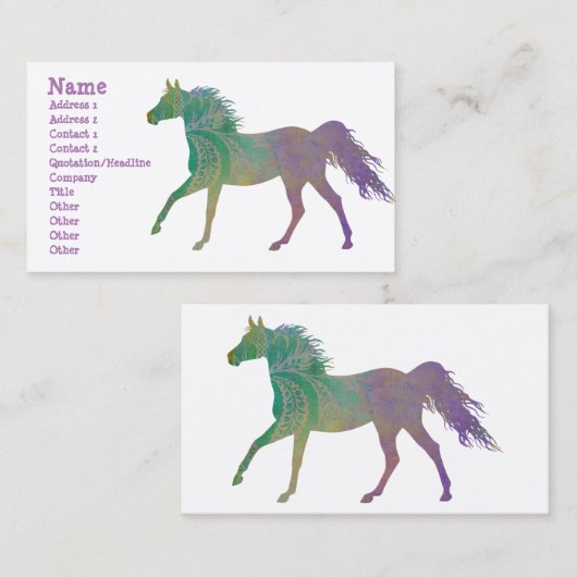 Paarden met bootende kracht in Paars Visitekaartje (Voorkant / Achterkant)