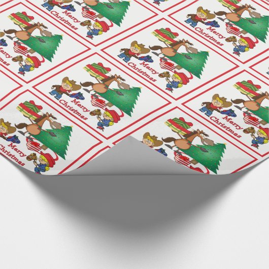 Paarden met cadeaus en Kinder schitterende kruit Cadeaupapier (Hoek)