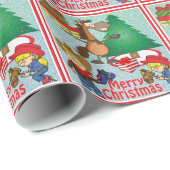 Paarden met cadeaus en Kinder schitterende kruit Cadeaupapier (Rol Hoek)