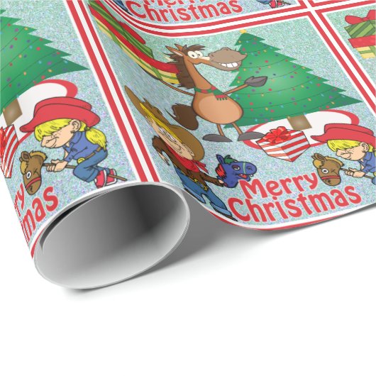 Paarden met cadeaus en Kinder schitterende kruit Cadeaupapier (Rol Hoek)