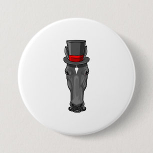 Paarden met cilinder ronde button 7,6 cm