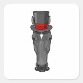 Paarden met cilinder vierkante sticker (Voorkant)
