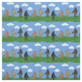 Paarden met Clouds Illustratie gevild Stof