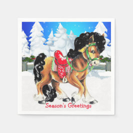 Paarden met de rode zadelwinter servet