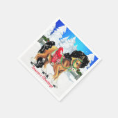 Paarden met de rode zadelwinter servet (Hoek)