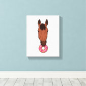 Paarden met Donut Canvas Afdruk (Insitu (Houten vloer))