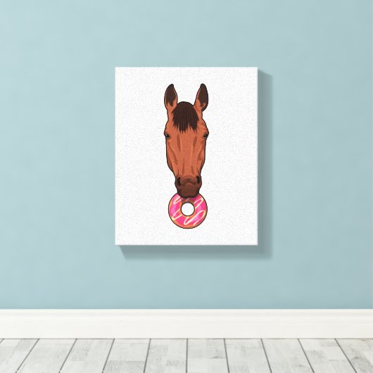 Paarden met Donut Canvas Afdruk (Insitu (Houten vloer))