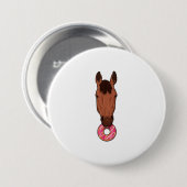 Paarden met Donut Ronde Button 7,6 Cm (Voorkant /achterkant)