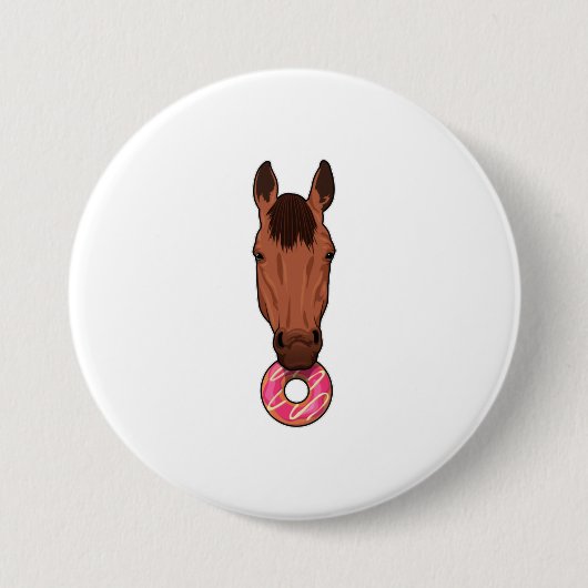 Paarden met Donut Ronde Button 7,6 Cm (Voorkant)