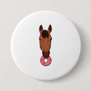 Paarden met Donut Ronde Button 7,6 Cm