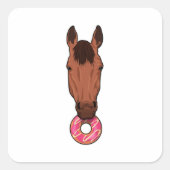 Paarden met Donut Vierkante Sticker (Voorkant)