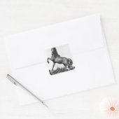 Paarden met een harige vierkante sticker (Envelop)