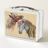Paarden met een metalen doos met bloemen (Voorkant)