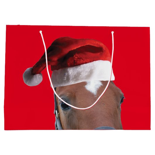 Paarden met een Pet voor de kerstman Groot Cadeauzakje (Achterkant)