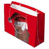 Paarden met een Pet voor de kerstman Groot Cadeauzakje (Achterkant Gekanteld)