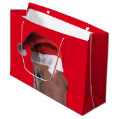 Paarden met een Pet voor de kerstman Groot Cadeauzakje (Voorkant Gekanteld)