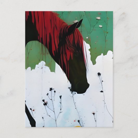 Paarden met een rode mane briefkaart (Voorkant)