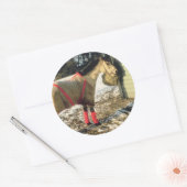 Paarden met geblankets in de winter ronde sticker (Envelop)